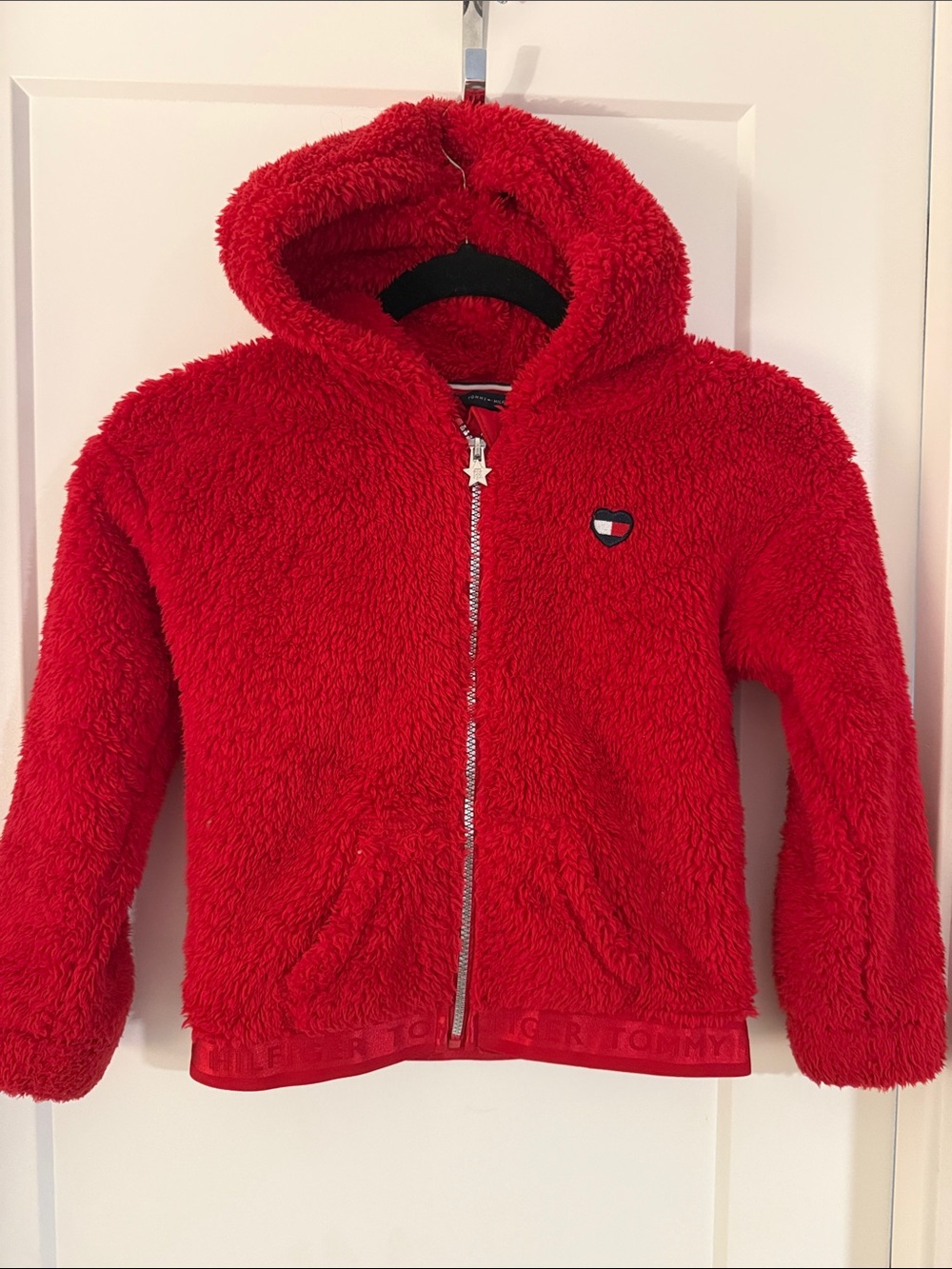 Tommy Hilfiger Kids Red Sherpa Zip-Up Hoodie